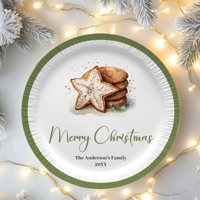 Chic Nordic Christmas Personalized Name Family Paper Plate (Chic Nordic Christmas Personalized Name Paper Plates)