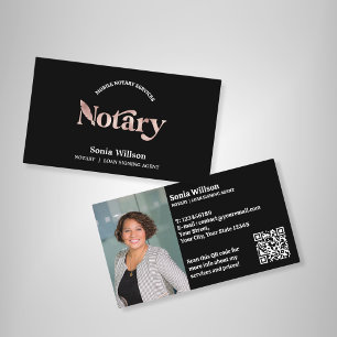 Chic Notary Public Loan Signing Photo QR Code Business Card