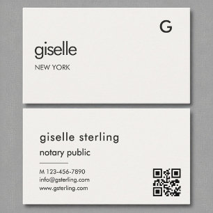 Chic Notary Public Luxury QR Code Monogram Business Card
