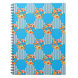 Chic Notebook: Floral Stripes Polka Dots Patchwork Notebook