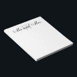 CHIC NOTEPAD_"Mr and Mrs" WHITE Notepad<br><div class="desc">"Mr and Mrs" WHITE. BLACK/GRAY TEXT</div>