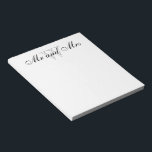 CHIC NOTEPAD_"Mr and Mrs" WHITE Notepad<br><div class="desc">"Mr and Mrs" WHITE. BLACK/GRAY TEXT</div>