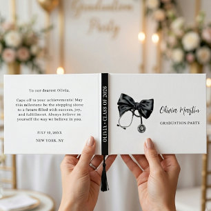 Chic Nurse Graduation Coquette Bow Medical Keepsak Guest Book
