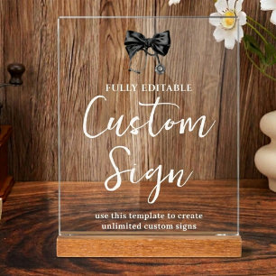 Chic Nurse Graduation Coquette Bow Medical Table Acrylic Sign