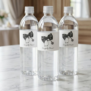 Chic Nurse Graduation Coquette Bow Medical Water Bottle Label