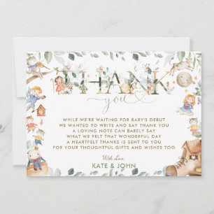 Chic Nursery Rhyme Greenery Baby Shower Boy Girl Thank You Card