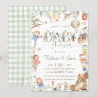 Chic Nursery Rhyme Greenery Baby Shower Neutral