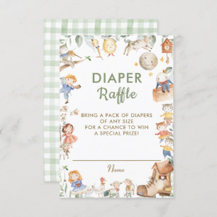 Chic Nursery Rhyme Greenery Diaper Raffle Card