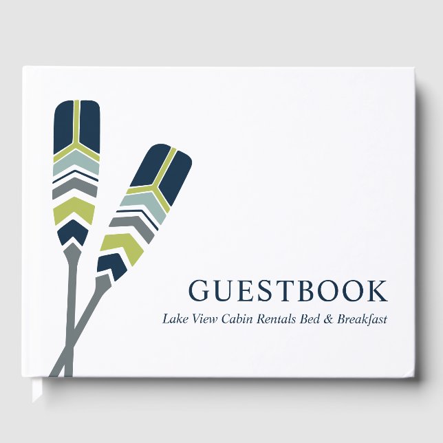 Chic Oars Lake Ocean Beach Cabin Vacation Rental Guest Book (Front)