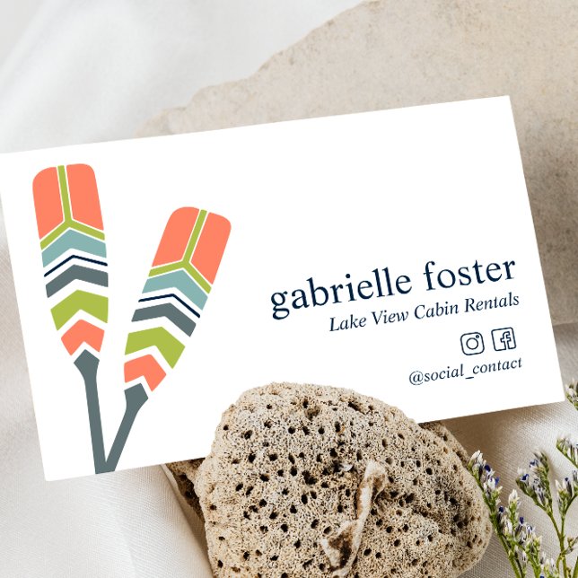 Chic Oars Lake Ocean Beach Cabin Vacation Rentalf Business Card (Creator Uploaded)