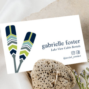 Chic Oars Lake Ocean Beach Cabin Vacation Rentalf Business Card