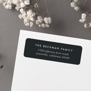 Chic Off-Black Charcoal and White Return Address Label