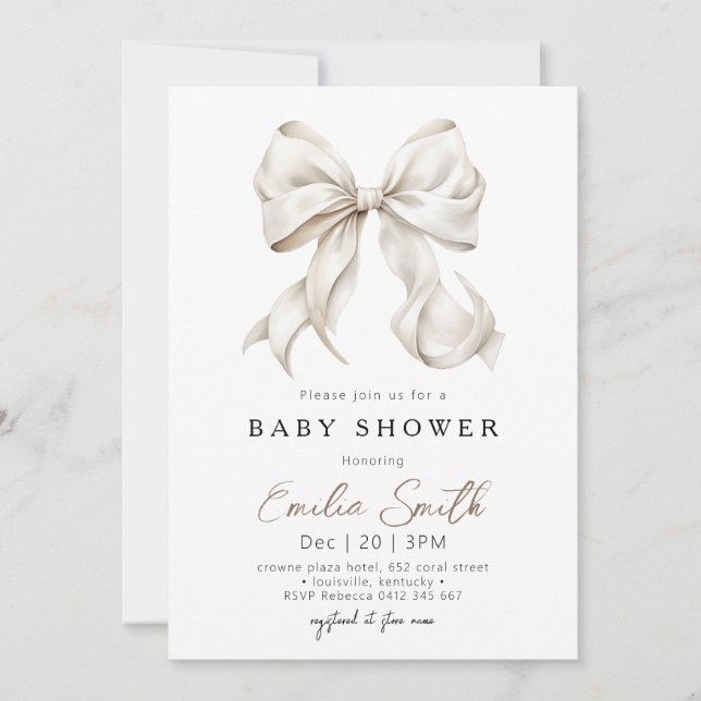 Chic Off White Coquette Baby Shower Invitation (Front)