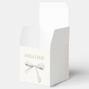 Chic Off White   Ribbon Wedding Welcome Favour Box