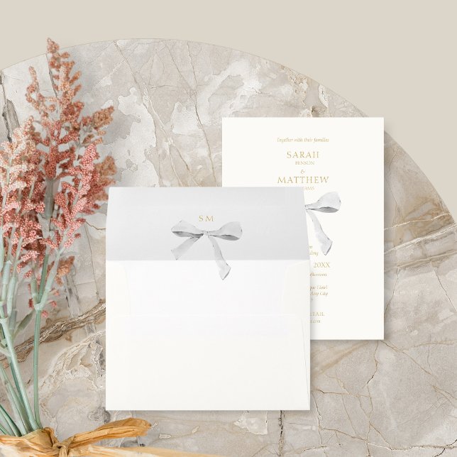 Chic Off White & Trendy Ribbon Wedding Envelope (Creator Uploaded)