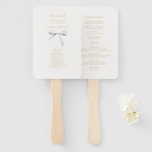 Chic Off White White Ribbon Knot Hand Fan