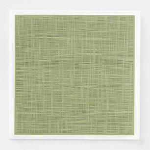 Chic Olive Green Faux Jute Weave Fabric Pattern Napkin