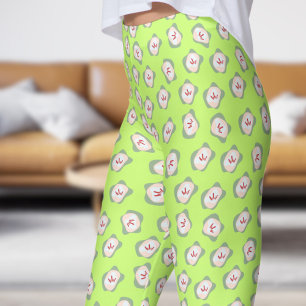 Chic Olive Green Sepal and Style Floral Pattern Leggings