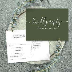 Chic Olive Green Song Request RSVP Postcard
