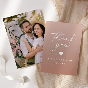 Chic Ombre Clay Terracotta & Blush Pink Wedding Thank You Card