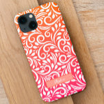 Chic Ombre Floral Pattern Elegant Name Pink Orange iPhone 13 Case<br><div class="desc">Eye catching design features a background consisting of an abstract white floral pattern and a fun orange & pink ombre gradient pattern. Add custom name in stylish white script with the simple to use template. Font type may be further customised in the design tool area. Contact me at beachpausedesigns@gmail.com with...</div>