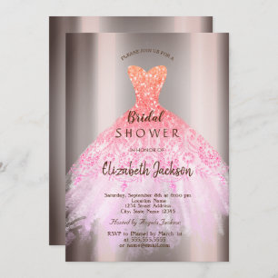 Chic Ombre Glitter Dress, Bridal Shower Invitation