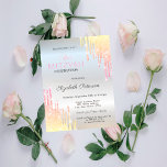 Chic Ombre Glitter Drips Silver Bat Mitzvah Invitation<br><div class="desc">A modern,  chic and glamourous invitation with glitter drips on a silver background.</div>