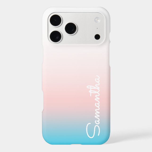 Chic Ombre Pink Blue Girly Personalized Name (Back)