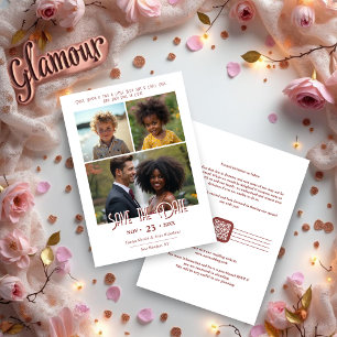 Chic Once Upon a Time 3-Photo Then & Now Wedding Save The Date