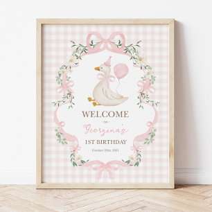 Chic One Silly Goose Pink Balloon Birthday Welcome Poster