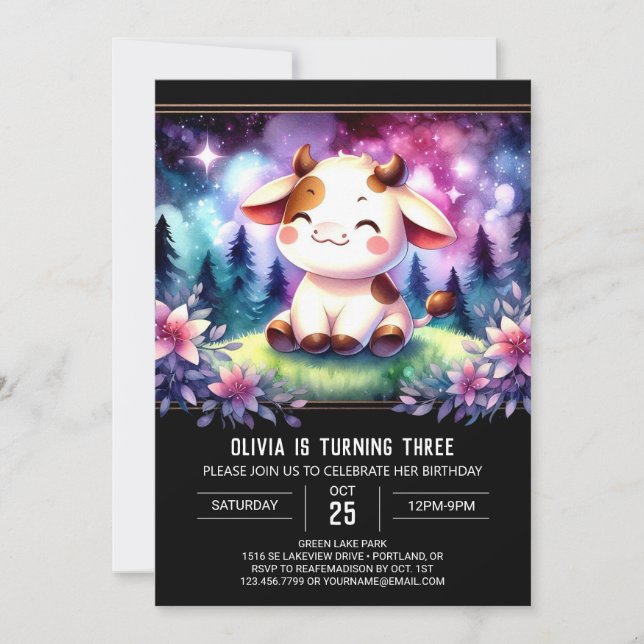  Chic Online Cow Birthday Invitation (Front)