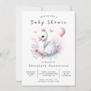 Chic Online Swan Baby Shower Invitation