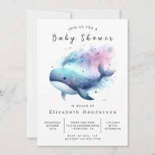 Chic Online Whale Baby Shower Invitation