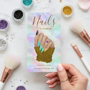 Chic Opal Manicurist Artist Modern Nail Studio Business Card