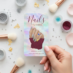 Chic Opal Manicurist Artist Nail Studio Modern Business Card