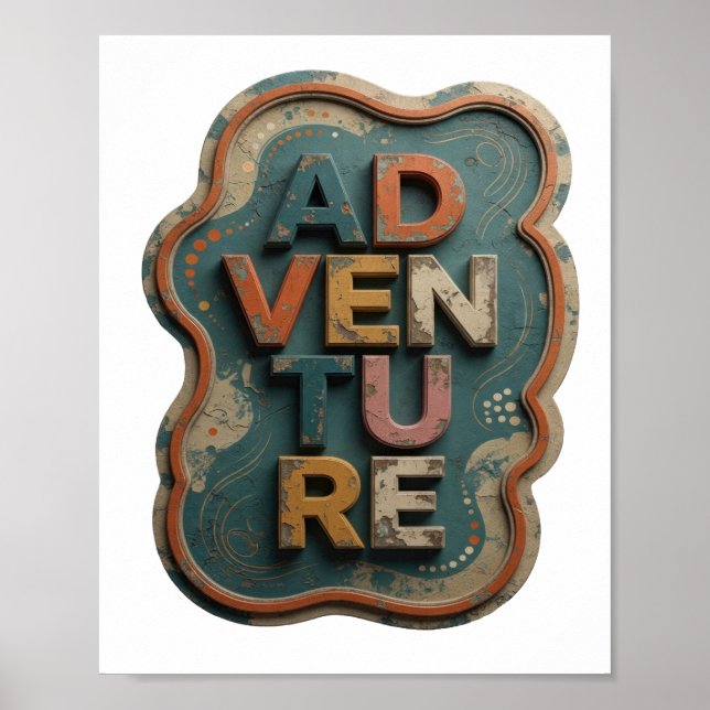 Chic Orange ADVENTURE Graphic Design Poster (Front)