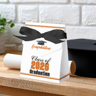Chic Orange Black Class of 2026 Custom Graduation Favour Box