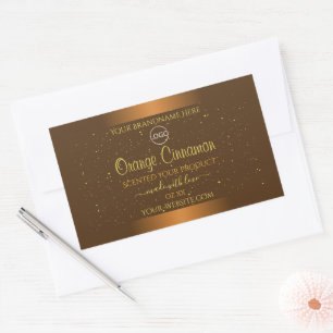 Chic Orange Brown Product Labels Gold Glitter Logo