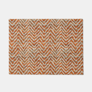Chic orange chevron doormat