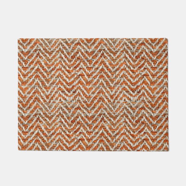 Chic orange chevron doormat (Front)