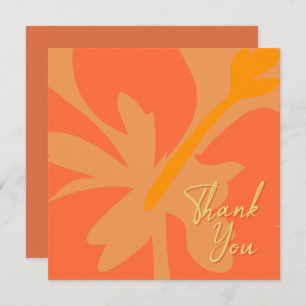 Chic Orange Floral and Beige Text Thank You Card