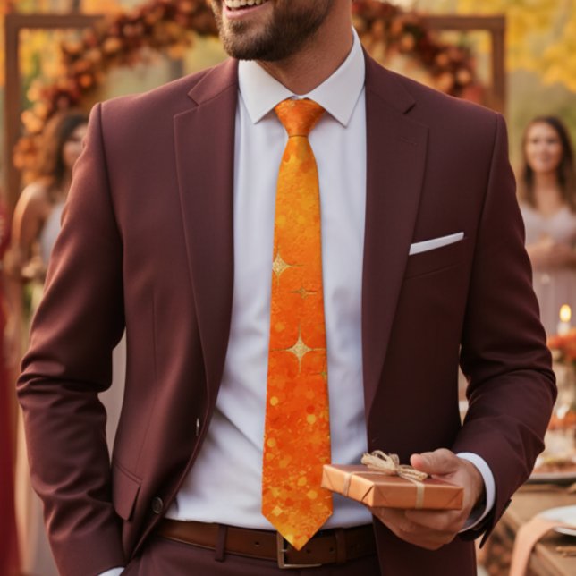 Chic orange glitter ombre sparkle wedding  tie (Creator Uploaded)