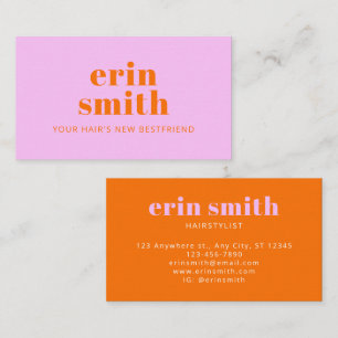 Chic Orange Modern Hairstylist  Business Card