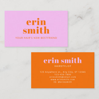 Chic Orange Modern Hairstylist Business Card