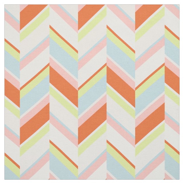 Chic orange pink yellow geometric chevron pattern fabric (Swatch)