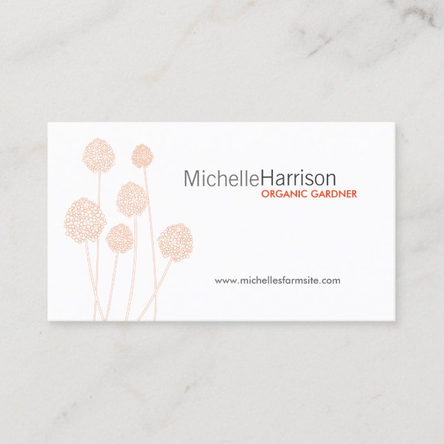 Chic Orange Pom Pom Flowers Business Card (Front)