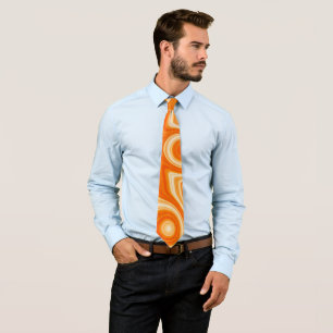 Chic Orange Retro Liquid Swirl Aesthetic Groovy  Tie