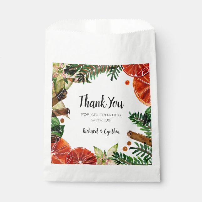 Chic Orange Slices and Cinnamon Christmas Favour Bag (Front)