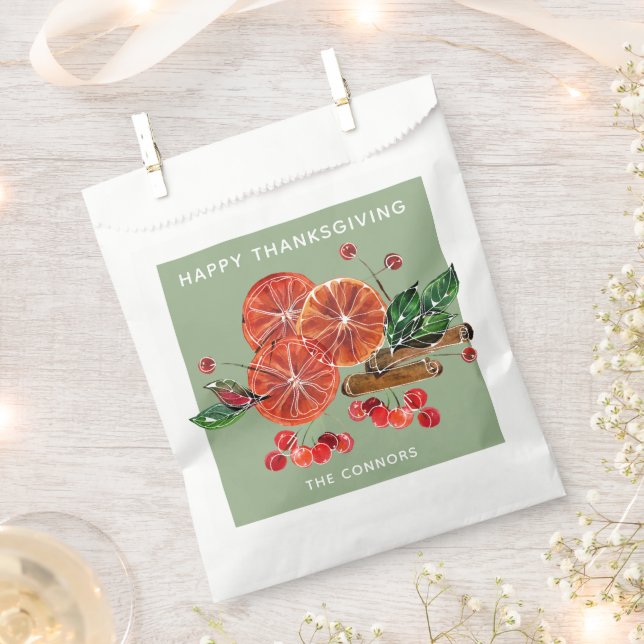 Chic Orange Slices and Cinnamon Sticks Autumn Favour Bag (Clipped)