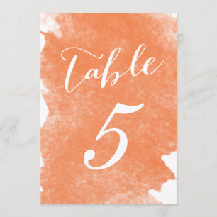 CHIC ORANGE WATERCOLOR TABLE NUMBER CARDS